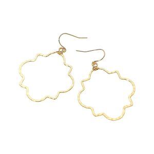 Tigerstars Gold Geometric Textured Open Clover Dangle Earrings